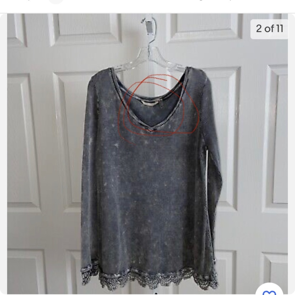 Soft Surroundings Sutton Gray Thermal Waffle Tunic Top Crochet Lace Trim Medium - Picture 6 of 6